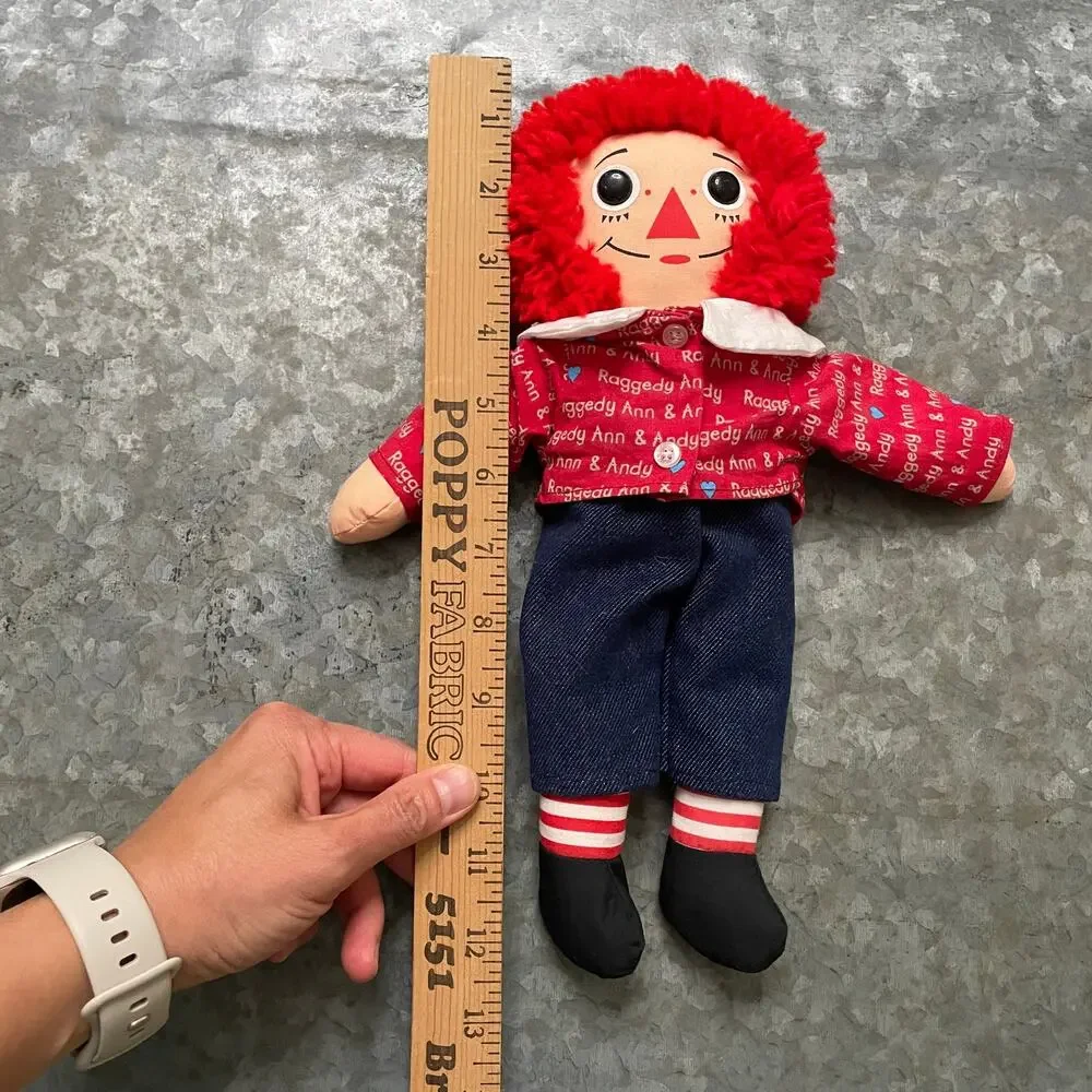 Raggedy Andy Plush Doll Red Yarn Hair I Love You Raggedy Ann Spellout Snap Shirt